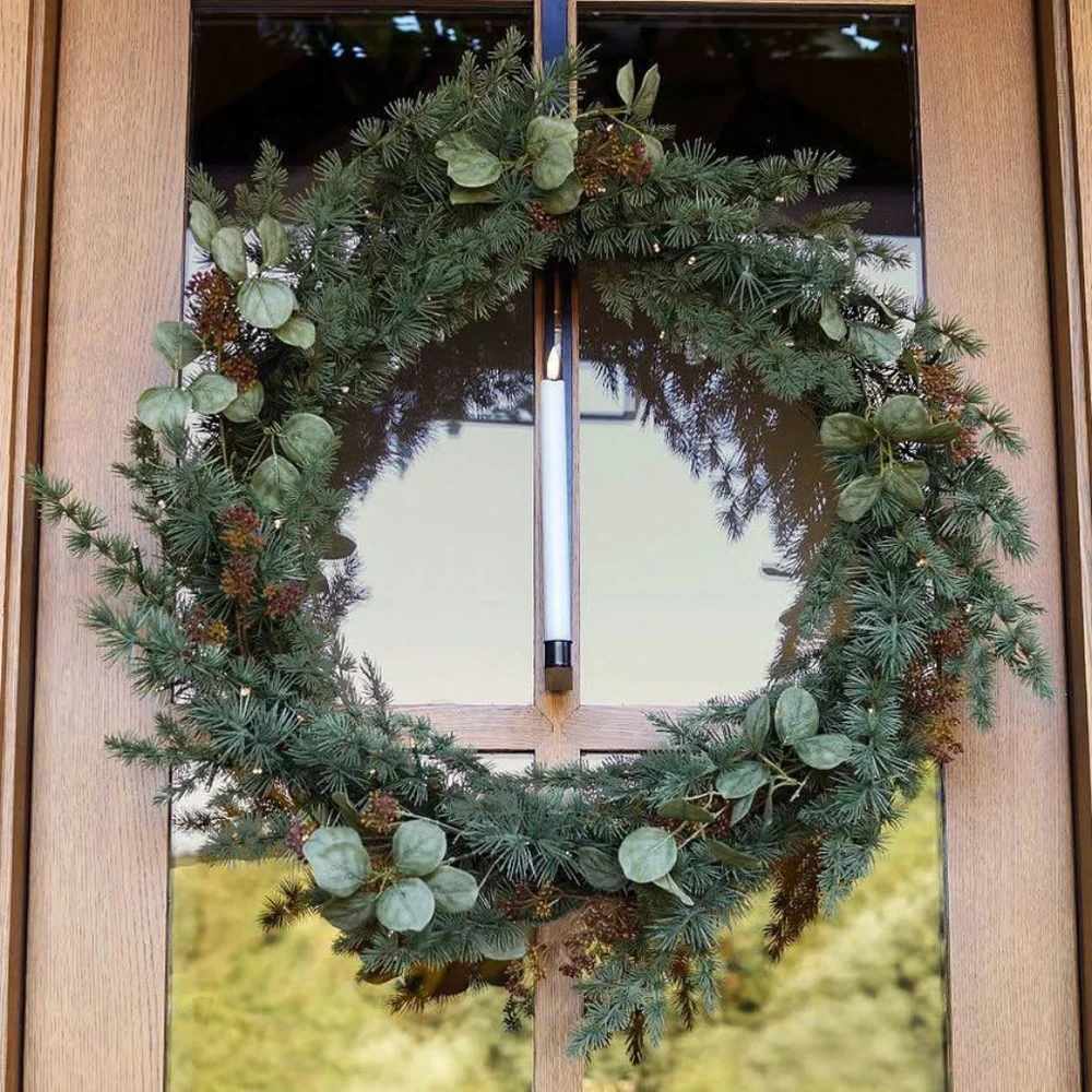 Pottery Barn New in Box 33 Faux Silver Dollar Eucalyptus Wreath